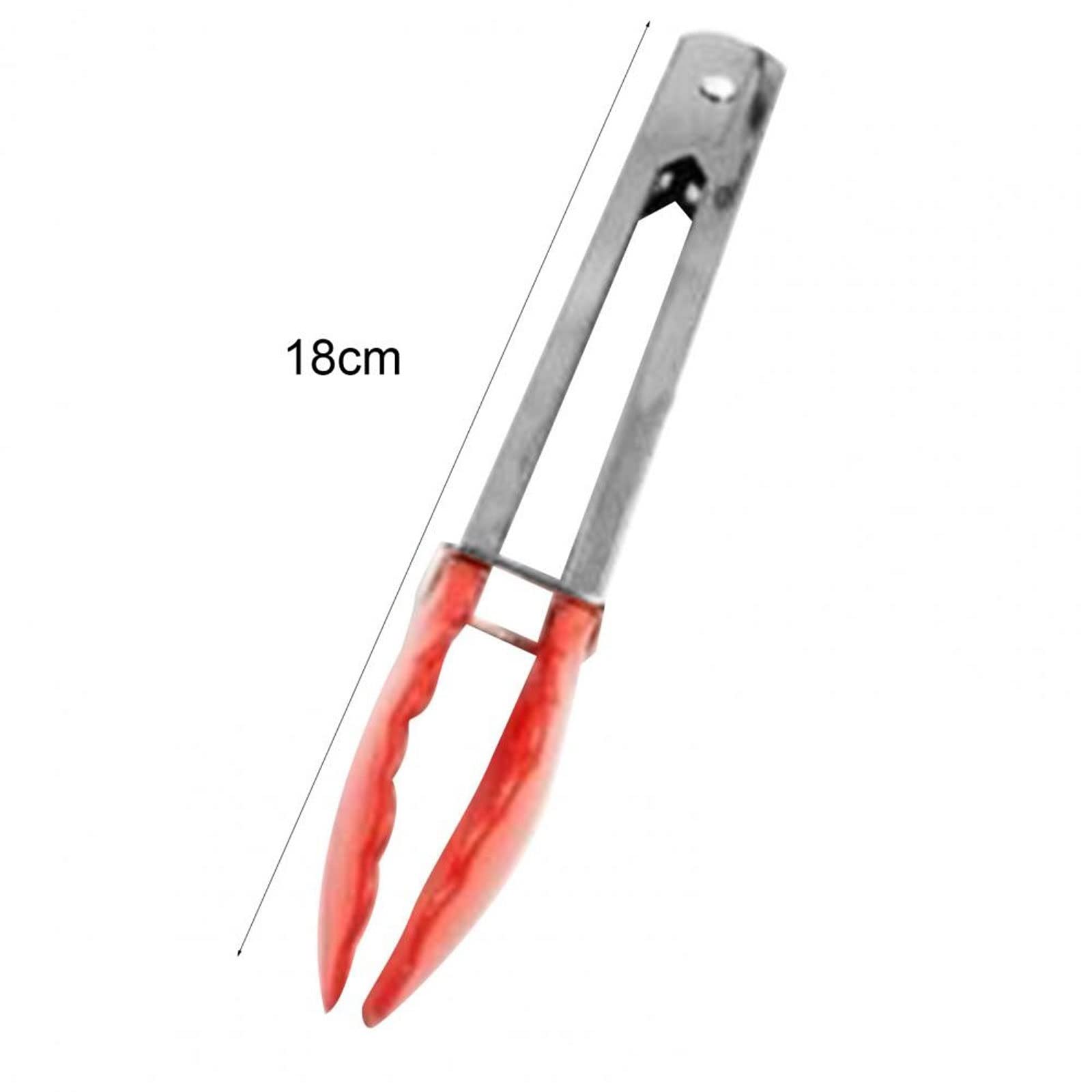 Pinzas de Cocina, 1 Uds, Pinzas para Barbacoa, Mango ergonómico, Pinzas para Servir Comida de Metal Resistente al Calor, Pinzas para Comida para Accesorios de Cocina (Rojo)