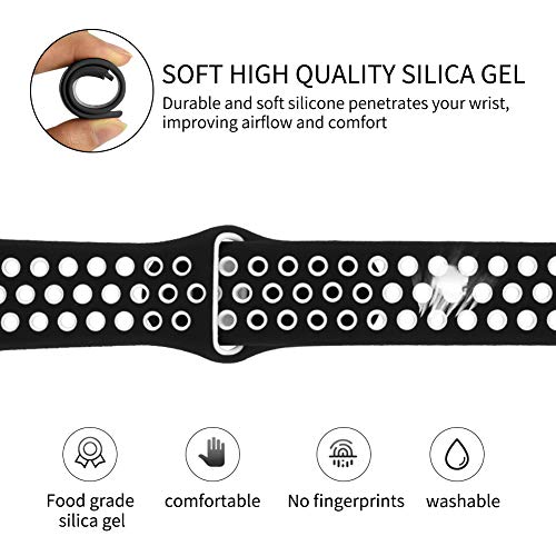 Watbro Bands Compatible with Fitbit Ionic, Two-Toned Perforated Soft Silicone Replacement Wristbands Accessory, Breathable Sport Straps for Ionic Smart Watch Large Small