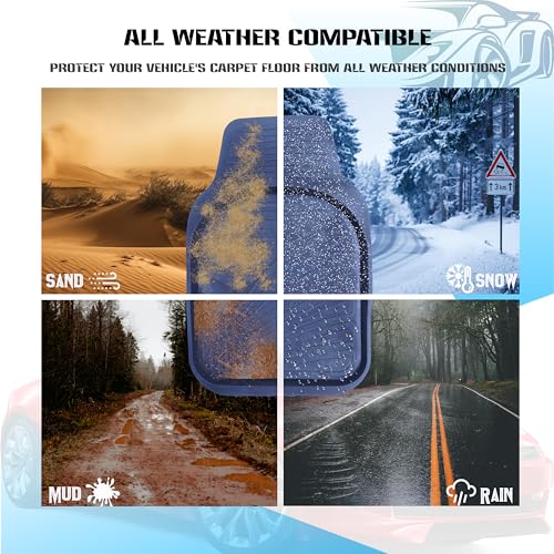 Image of NIKAVI Universal Car Floor Mats 5 Pcs Set, Premium TPE Tray Style Car Mats, Waterproof, Anti-Slip, All Weather Protection, Flexible Durable Easy to Clean Car Foot Mats, Black
