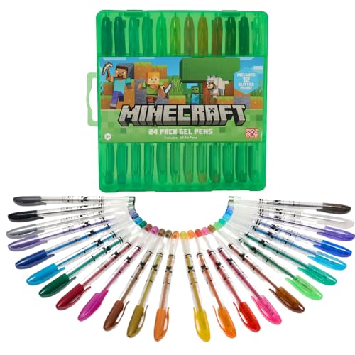 Innovative Designs Minecraft Gel Pens Set for Kids 24 Pack with Glitter Gel Pens Cute Pens for Boys and Girls