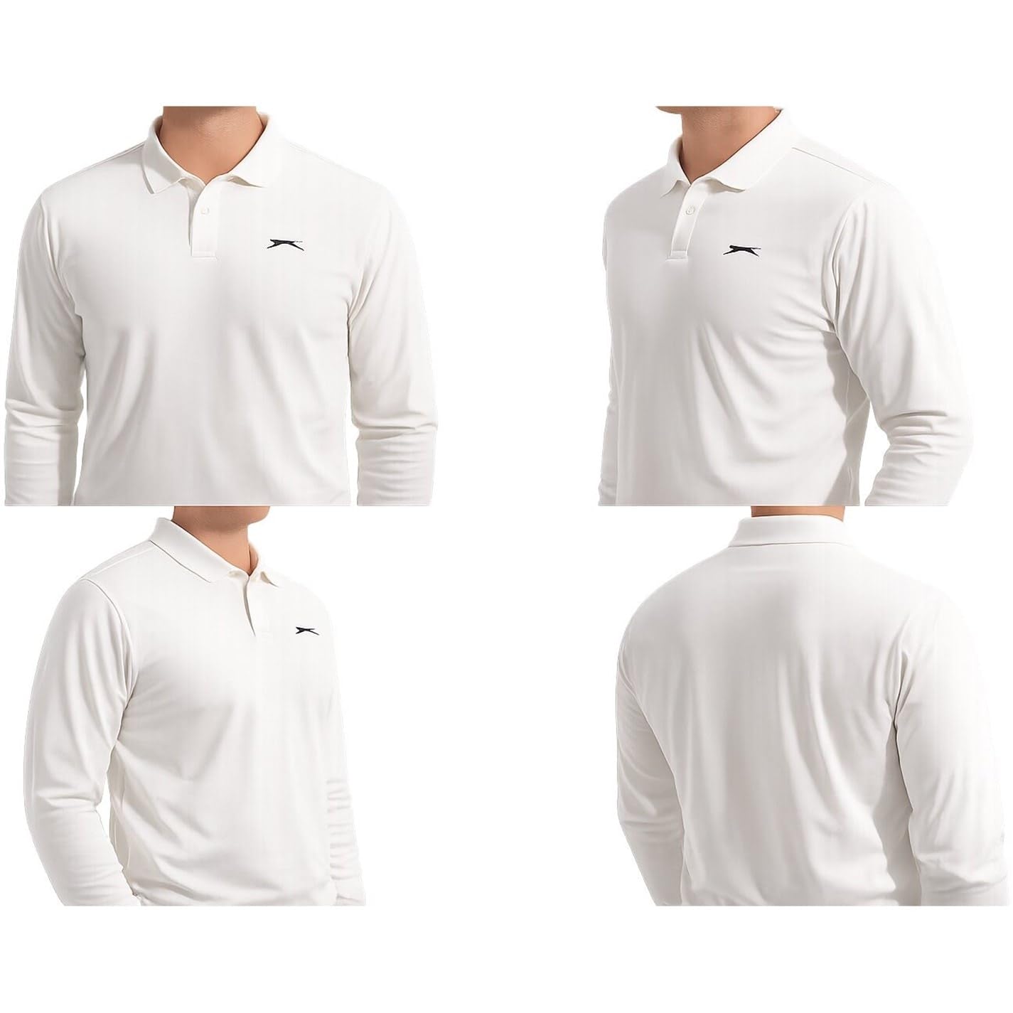 Slazenger Men's Cream Long Sleeve Polo Neck Cricket Shirt M