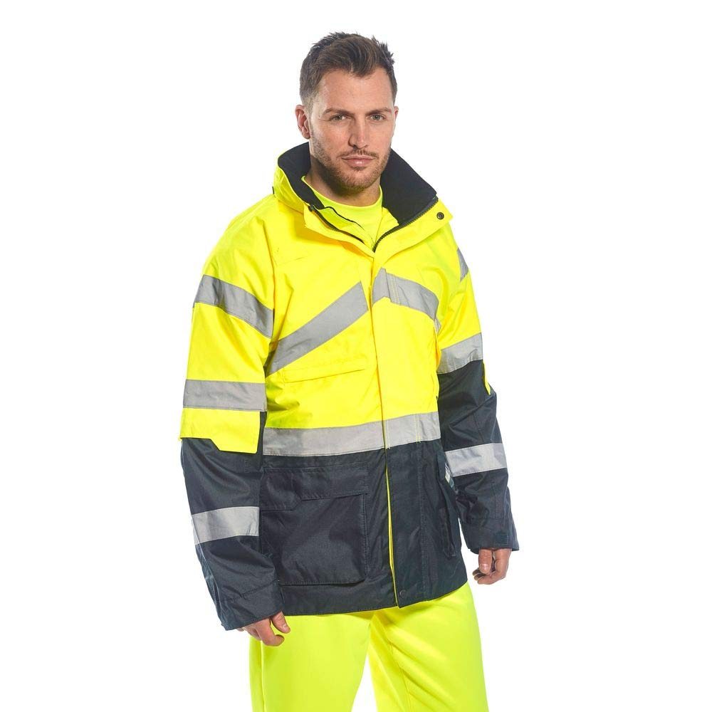 Portwest Parka Bicolor Transpirable De Alta Visibilidad, Tamaño: XL, Color: Amarillo/Marino, S760YNRXL