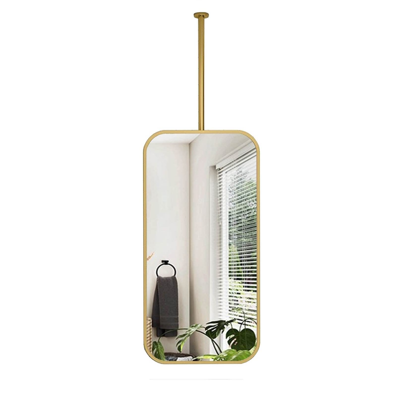 Miroir de meuble-lavabo suspendu doré 50x70cm en métal haut de gamme