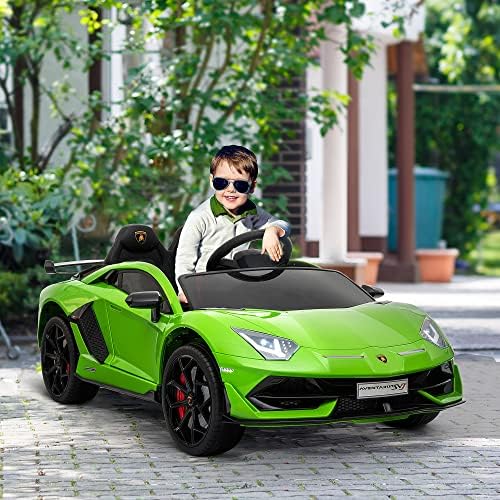 2. Bild von HOMCOM Elektroauto für Kinder 12V Lamborghini SVJ lizenziert Kinderfahrzeug Kinderauto für 3-8 Jahre mit Fernsteuerung 2 x 550 Motoren MP3/USB Licht Musik Metall Grün 123 x 66,5 x 45,5 cm