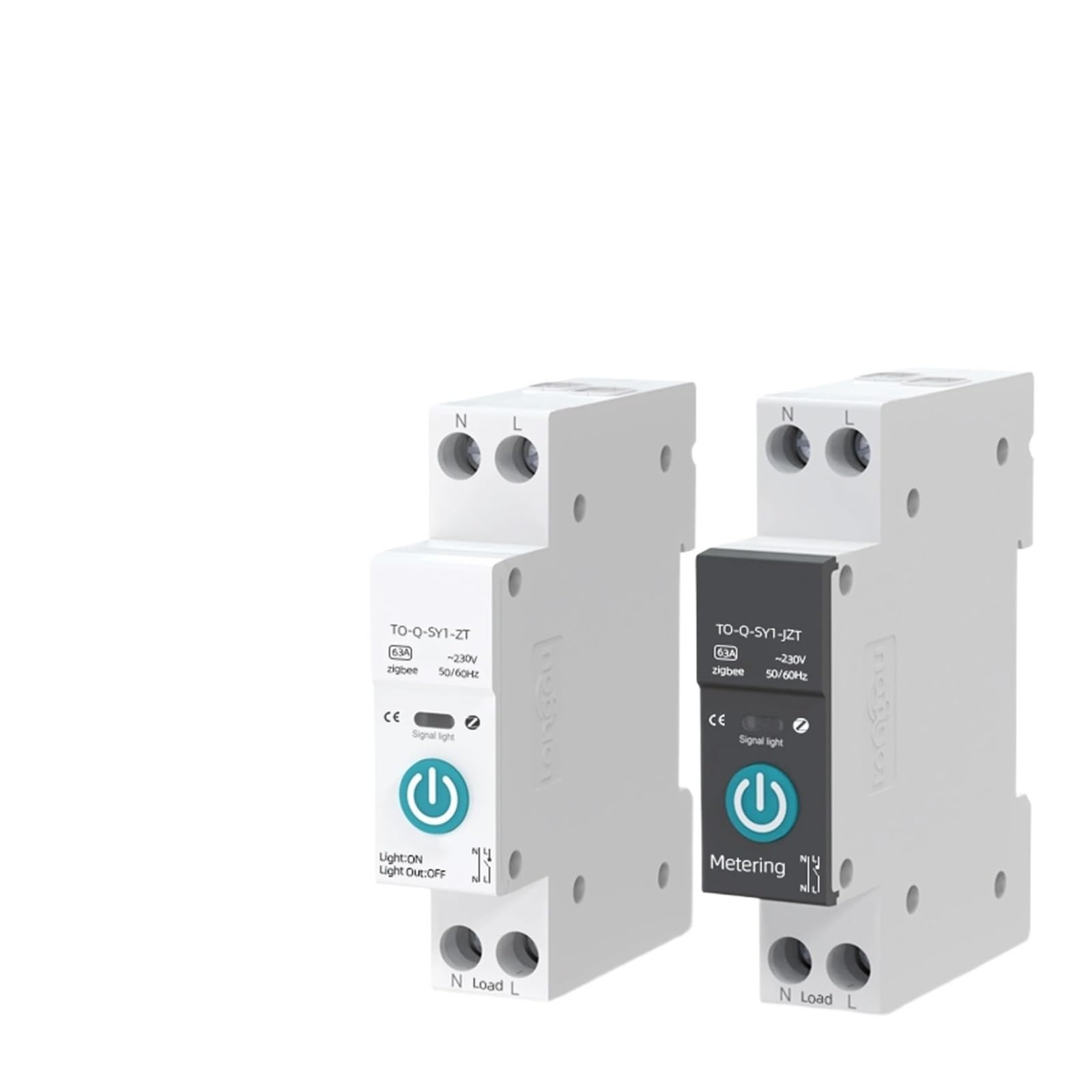 Interruptor automático de 1 unidad con medición 1P 63 A interruptor de control remoto inalámbrico para casa inteligente sobre carril DIN (APP vida inteligente) (color: ZigBee 50A, tamaño: blanco sin