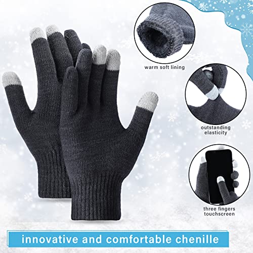 Handepo 8 Pieces Winter Knit Scarf and Glove Set, Cashmere Soft Scarf with Touchscreen Gloves for Women Gift3