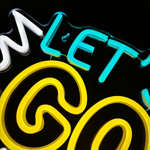 Image of Let's Go Neon Sign Led Light USB Powered Dimmable Let's Go Neon Light Sign for Home Bedroom Club Gym Bar Wall Bachelorette Party Wedding Decor