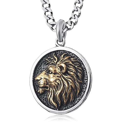 Wolf/Lion/Snake/Eagle/Bull/Crow Necklace for Men Gothic Punk Biker Animal Pendant Necklace Jewelry for Men Boys 60cm
