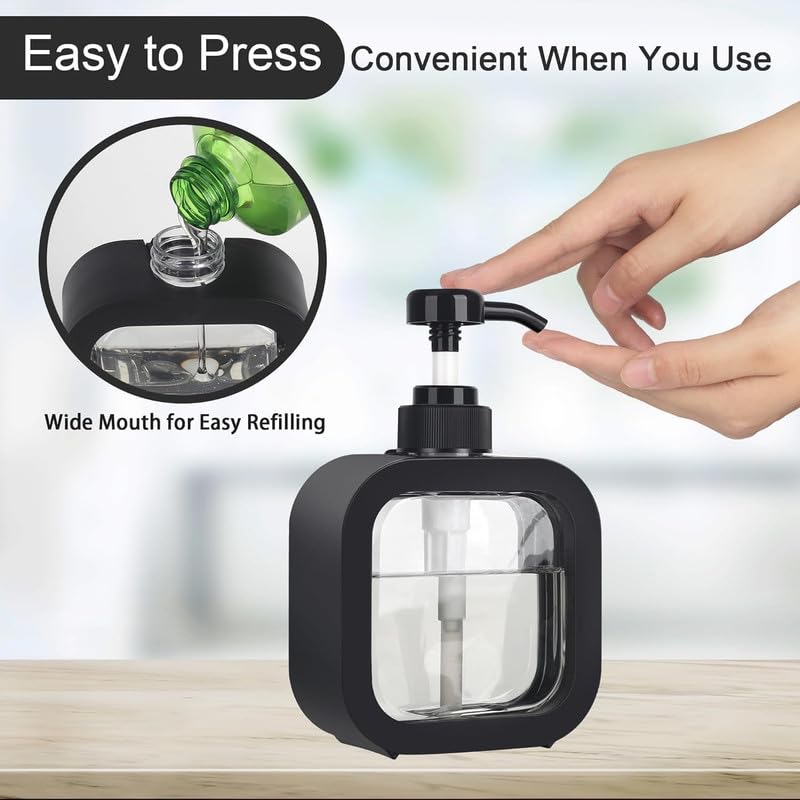 Image of Hand Soap Dispenser Multipurpose Liquid Soap Refillable Plastic Dispenser,Shampoo,Dish Wash,Shower Gel Lotion for Bathroom,300Ml (Black 3pcs)