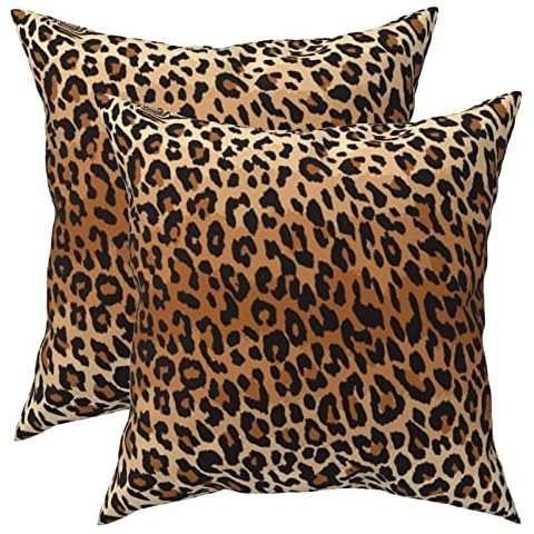 Leopard Throw Pillows 18x18 Inch Pack of 2 Cheetah Decorative Pillow Covers Case Animal Print Farmhouse Square Pillowcase Decor Cushion Covers Gift for Couch Bedding Sofa Cover