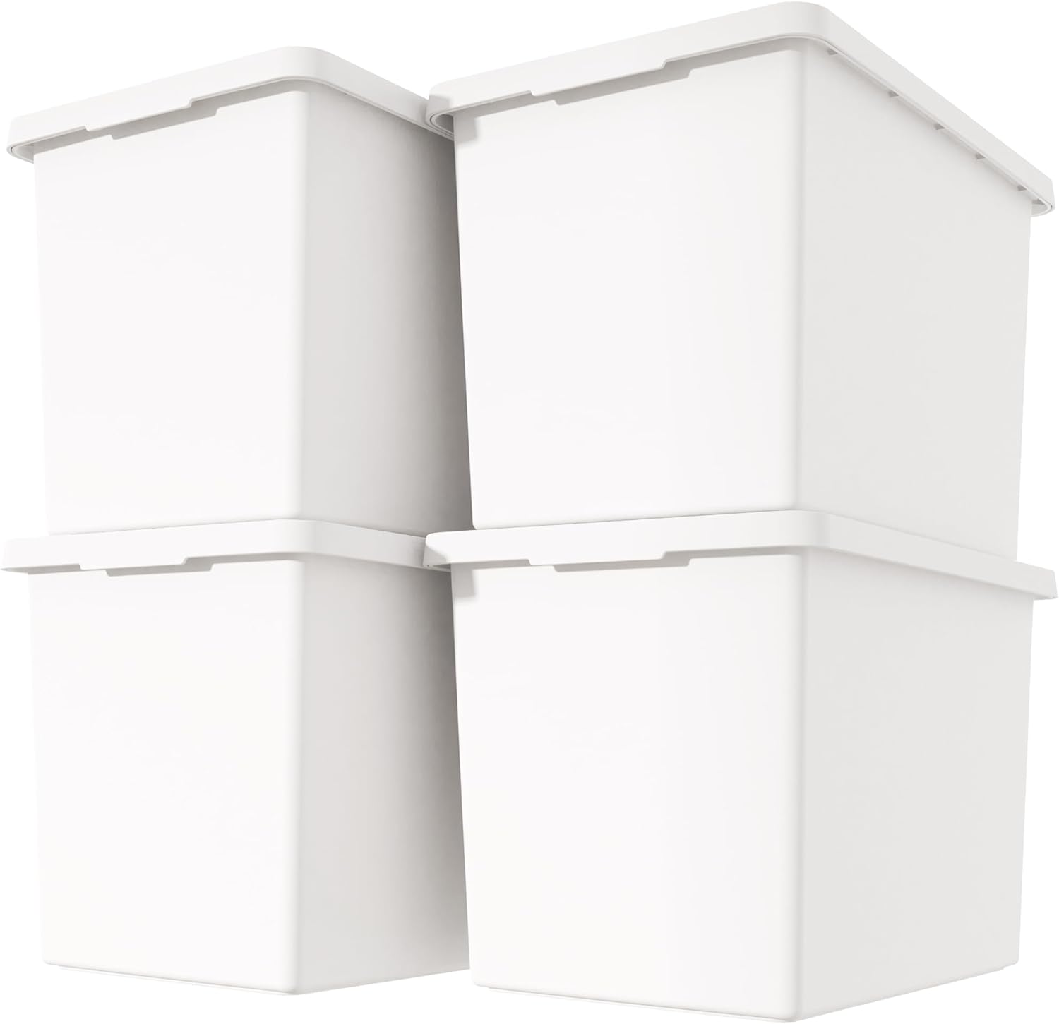 White Storage Bins with lids,Stackable Plastic Boxes Set of 4,Storage Box with handle for Organizing Snacks, Crafts,Crafts, Tools,books(white, 4XL) 4XL white