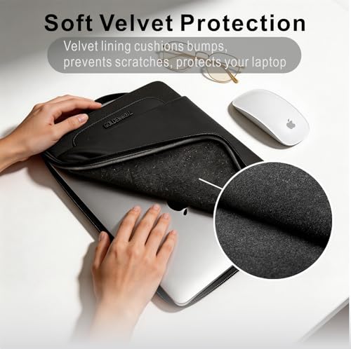 Image of Golden Wolf Laptop Sleeve with Handle Water-Resistant Polyester | Shockproof Padded, Compatible with Laptop /MacBook Upto 14.3 Inch, 2 Compartments for Computer /Accessories