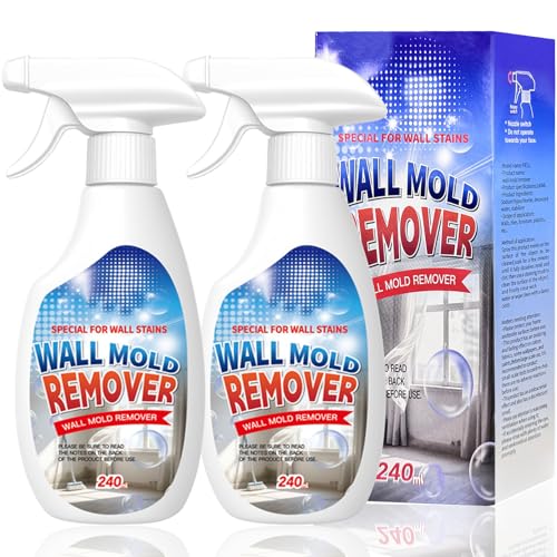 Wall Mould Remover Spray 240ml Highly Effective Wall Mould Stain Remover Powerful Mold Removal for Walls Multi-Surface Mould Spray for Bathroom Kitchen Tile & Wood (2pcs)
