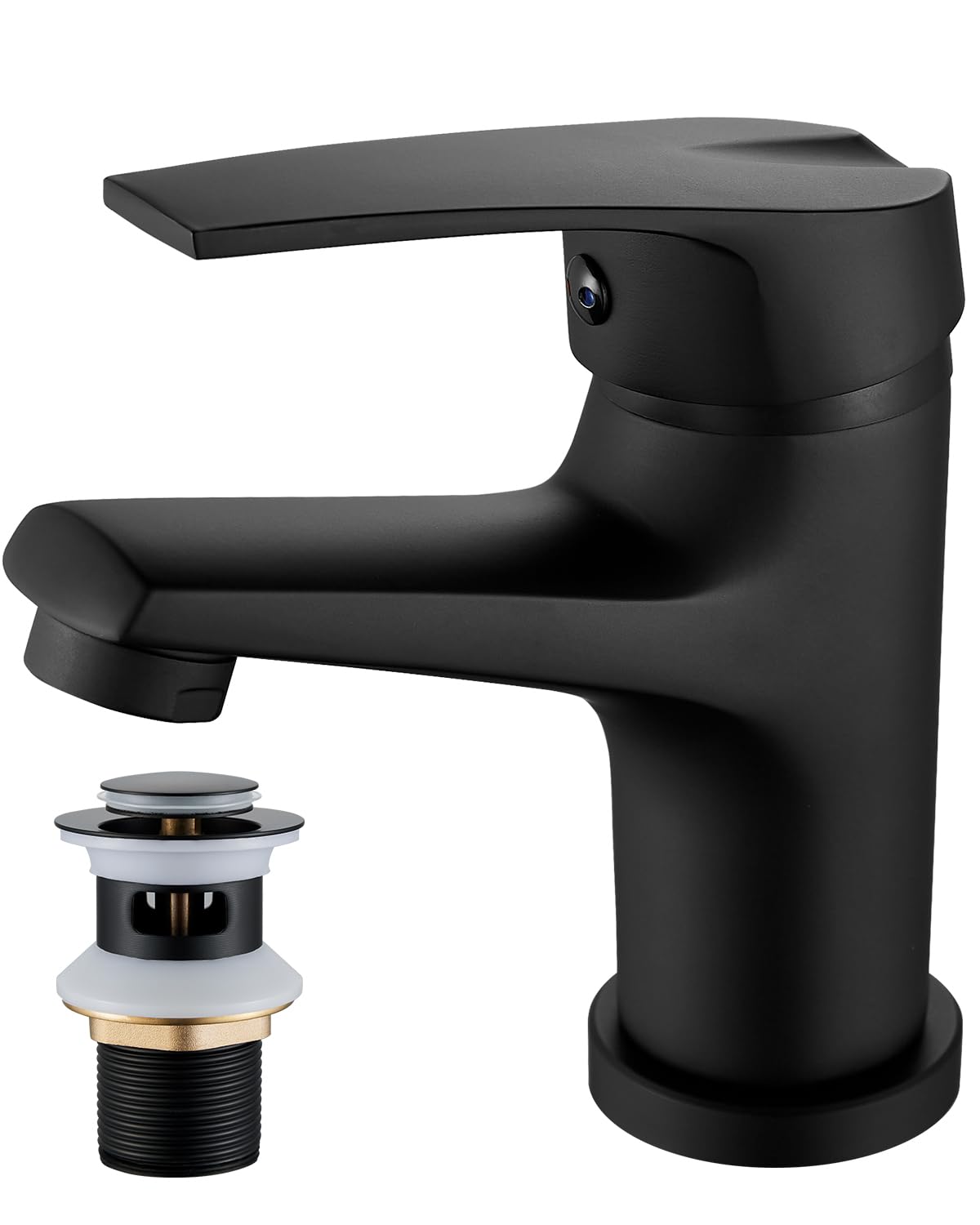 Robinet lavabo salle de bain noir mitigeur monocommande laiton G3/8