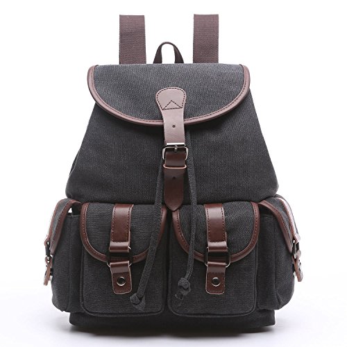 Women Canvas Backpack Purse Vintage Travel Rucksack For Teenager Girls College School Cute Slim Laptop Backpack(Black) #TOP9