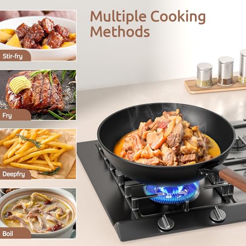 Carbon-Steel-Wok-Including-Glass-Cover-and-Silicone-Spatula-13-Inch-Woks-Stir-Fry-Pans-for-Induction-Electric-Gas-Stoves