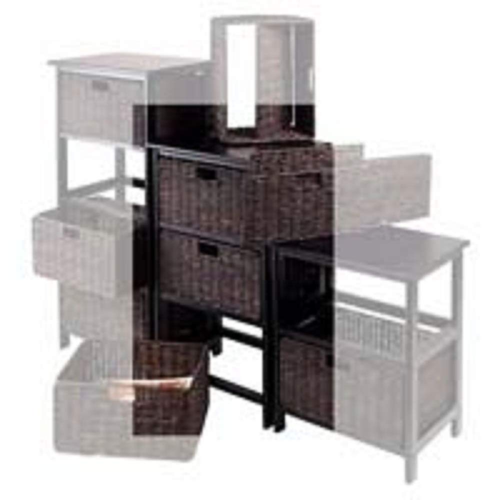 Contemporary Home Living 28.50” Black Storage Rack with Three Foldable Baskets