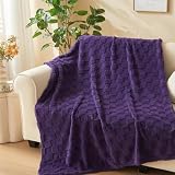 NEWCOSPLAY Super Soft Throw Blanket Purple Premium Silky Flannel Fleece 3D Checkered Lightweight Bed Blanket All Season Use (Purple Checkered, Throw(50'x70'))