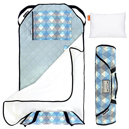 Image of Urban Infant Personalized Tot Cot Kids Nap Mat - Toddler Preschool Daycare Modern All-in-One Bedding - Washable Blanket and Pillow - Boys and Girls - Elastic Straps - 52 x 22 Inches - Seattle