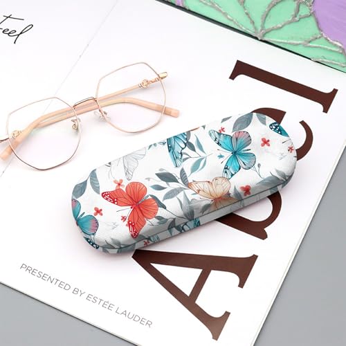 Image of Eyeglasses Case Hard Shell Protective Case for Glasses Eyeglass Box with Cleaning Cloth for Girls Women Cute Aesthetic