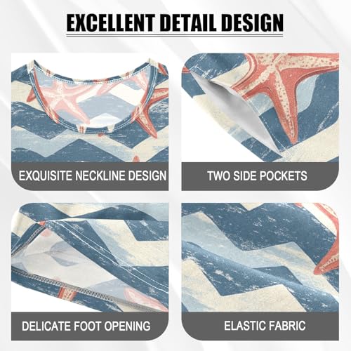 ALAZA Starfish Geometric Pajama Set Short Sleeve Sleepwear Soft Lounge Nightwear4