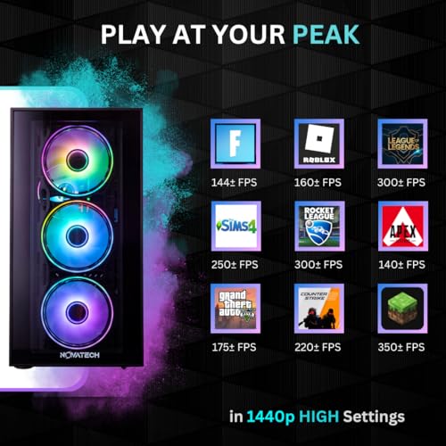 Image of NOVATECH Titan Prebuilt Gaming PC Desktop Computer - RTX 5060 - Ryzen 5-1TB M.2 SSD - 16GB RAM WiFi /BT, Win 11 Pro - Gaming Computer Tower, Pre Built PC Gaming - 1 Year Warranty