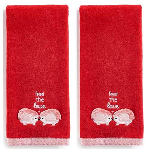 Love You Red Heart Heavy Duty Cotton Kitchen Bath Hand Towels, Set of 2-image-44