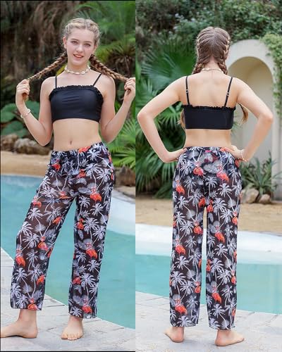 Image of Vogseek 6-16T Girls 3 Pieces Bikini Bathing Suit with Rash Guard Pants Quick Dry Swimwear Cover-Up Sets