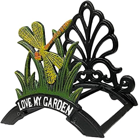 Decorative Garden Hose Holder, Hose Hanger, Heavy Duty Cast Iron Garden Yard Water Pipe Holds, Wall Mounted Hose Butler, Hose Rack Reel, 50FT 75FT 100FT Water Hose Bulter Storage (Dragonfly) Cover