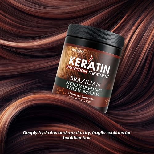 Image of Brazilian Keratin Nourishing Hair Mask & Moroccan Argan Oil Hair Mask Combo 1000ml Each | Deep Conditioning, Hydrating & Strengthening Hair Treatment | For Dry, Damaged & Frizzy Hair | Pack of 2