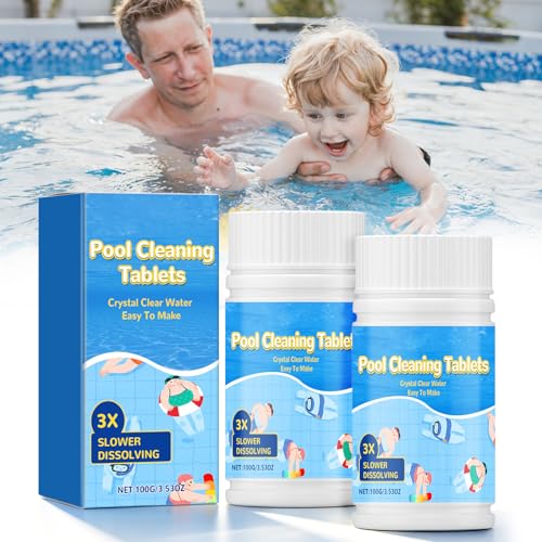 2Pcs Pool Cleaning Tablets for Crystal Clear Water Multifunction Pool Cleaning Tablets Clears Cloudy or Hazy Pool Water Fast Acting and 3X Slower Dissolving for Inground Pools Hot Tub Spa