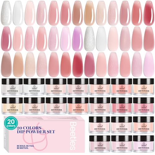 Beetles Pink Nude Dip Powder Nail Kit, 20 Colors Neutral