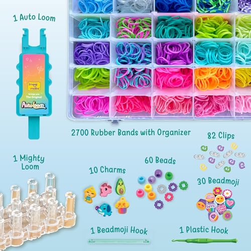 Image of Imagimake Rainbow Loom Combo Kit | 2700+ Bands, Beads, Charms with Auto Loom Tool | DIY Art & Craft kit | Creative Gift for Girls Age 7+
