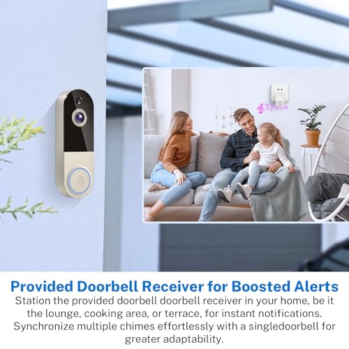 Image of 1080p Wireless Doorbell Camera with Receiver, AI Human Detection, 2-Way Audio, Night Vision, Cloud Storage (Sold Separately), Real-Time Alerts, Rechargeable Battery-Powered, 2.4Ghz Wi-Fi