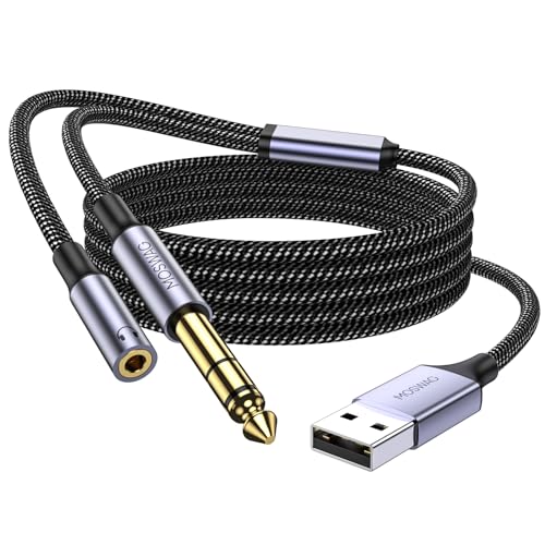 MOSWAG Cavo audio da USB a 1/4 di pollice Cavo da chitarra-basso a USB Cavo di registrazione professionale da strumento a USB per registrazioni strumentali, canto, ecc.