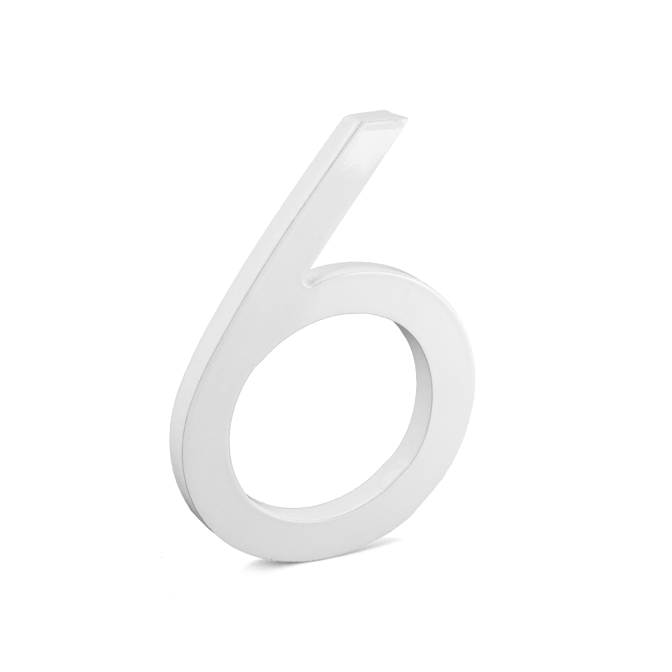 Montague Metal Products MHN-6-F-WE1-6 Solid Brushed Aluminum Modern Floating Address House Numbers, 6", Powder Coated White