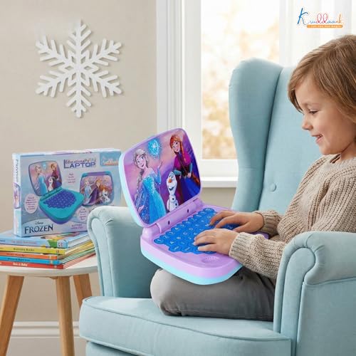 Image of Frozen Theme Educational Laptop|Screen-Free Learning Toy for Preschoolers, Interactive Alphabet & Number Pronunciation Computer, Safe & Durable Early Education Toy for Ages 3+, Turkish Blue