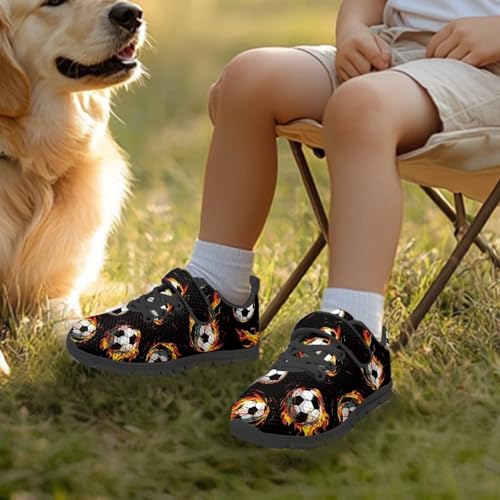 Little Kid Shoes for Boys & Girls Breathable Tennis Running Sneakers for Kids Fire Soccer Pattern3