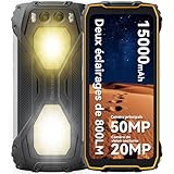 Blackview BV7300 Smartphone Incassable, 15000mAh Tlphone Portable Incassable, 18Go+256Go/2To, Camra 50MP+32MP+20MP Vision Nocturne, NFC/Fingerprint/Double Lampe de Camping
