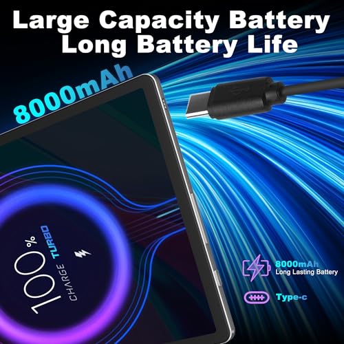 Image of Android 14 Tablet, 10.1 Inch Android Tablet PC, 16GB RAM 128GB ROM 1TB Expand, 6000mAh Battery, Octa-Core 10.1 Inch with 13MP+8MP Camera /Bluetooth /GPS /WiFi /HD Display (Dark Gray)