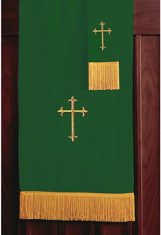unisex-child Pulpit Scarves - Reversible Lectern Banner Embroidered With Gold Latin Cross