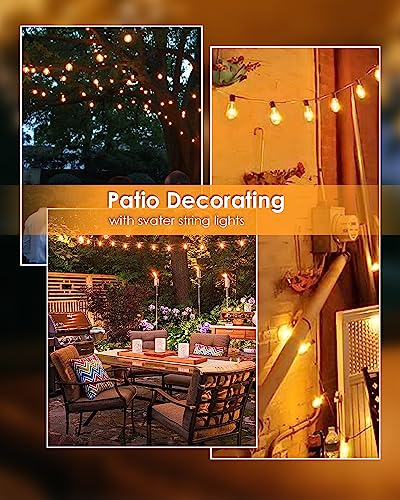 Svater Solar String Lights Outdoor, 100Ft St38 Patio Lights With 52 Shatterproof Led Bulbs(2 Spare), Waterproof Plastic Solar Powered Hanging Lights String For Outside Backyard, Garden, Decks, Pergola #TOP6