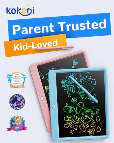 Image of KOKODI LCD Writing Tablet, 12 Inch Colorful Toddler Doodle Board Drawing Tablet, Erasable Reusable Electronic Drawing Pads, Educational and Learning Toy for 3-6 Years Old Boy and Girls(Blue)