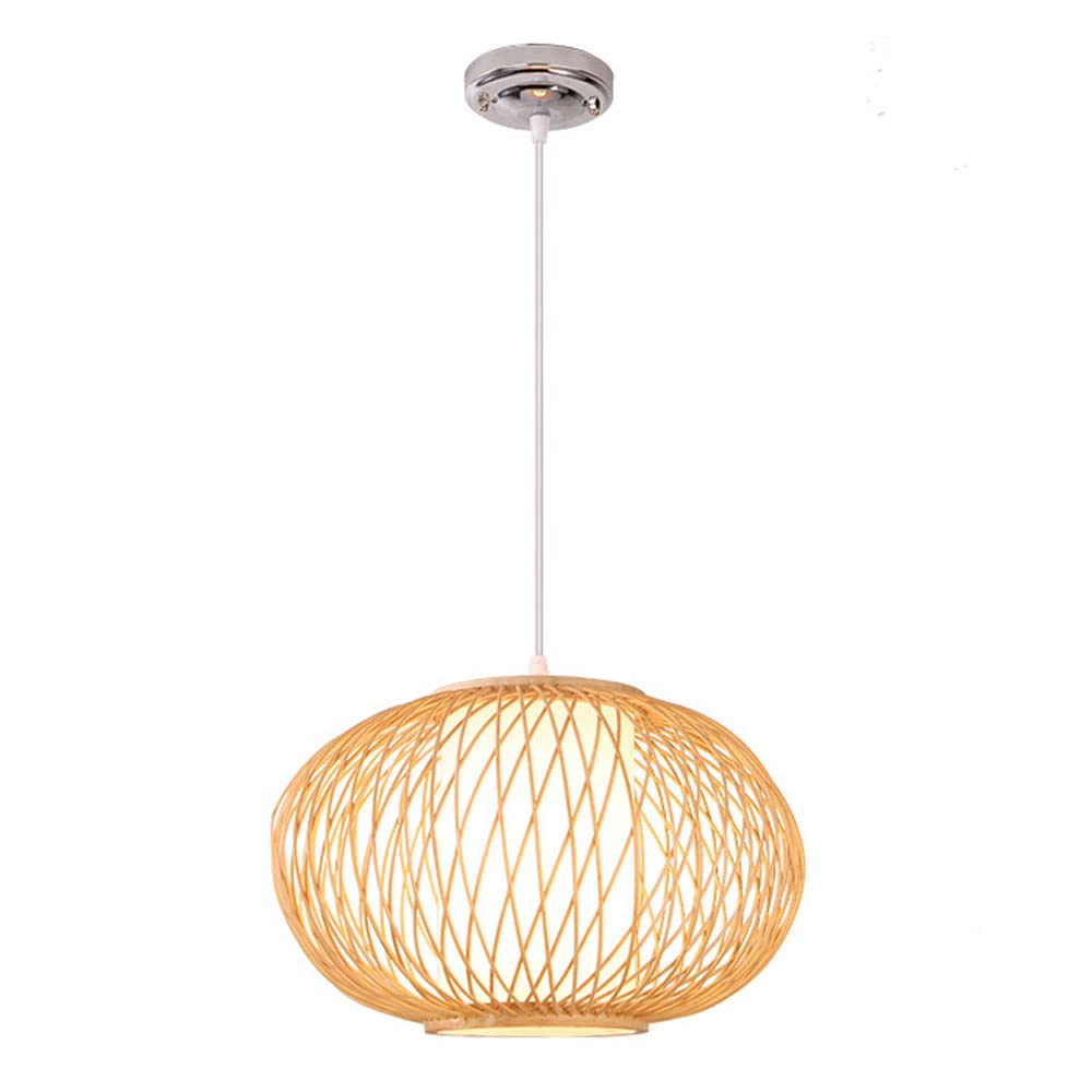 KXEcoLife Hand Woven Rattan Chandelier, Wicker Lantern Pendant Light for Kitchen Island and Dining Room