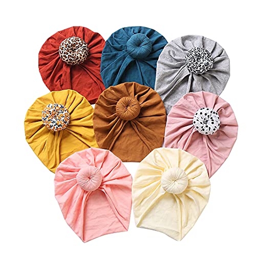 Image of Baby Hats Newborn Baby Girls Turban Hospital Hat Infant Toddler Kid Hat Big Hair Bow Top Knot Head Wrap