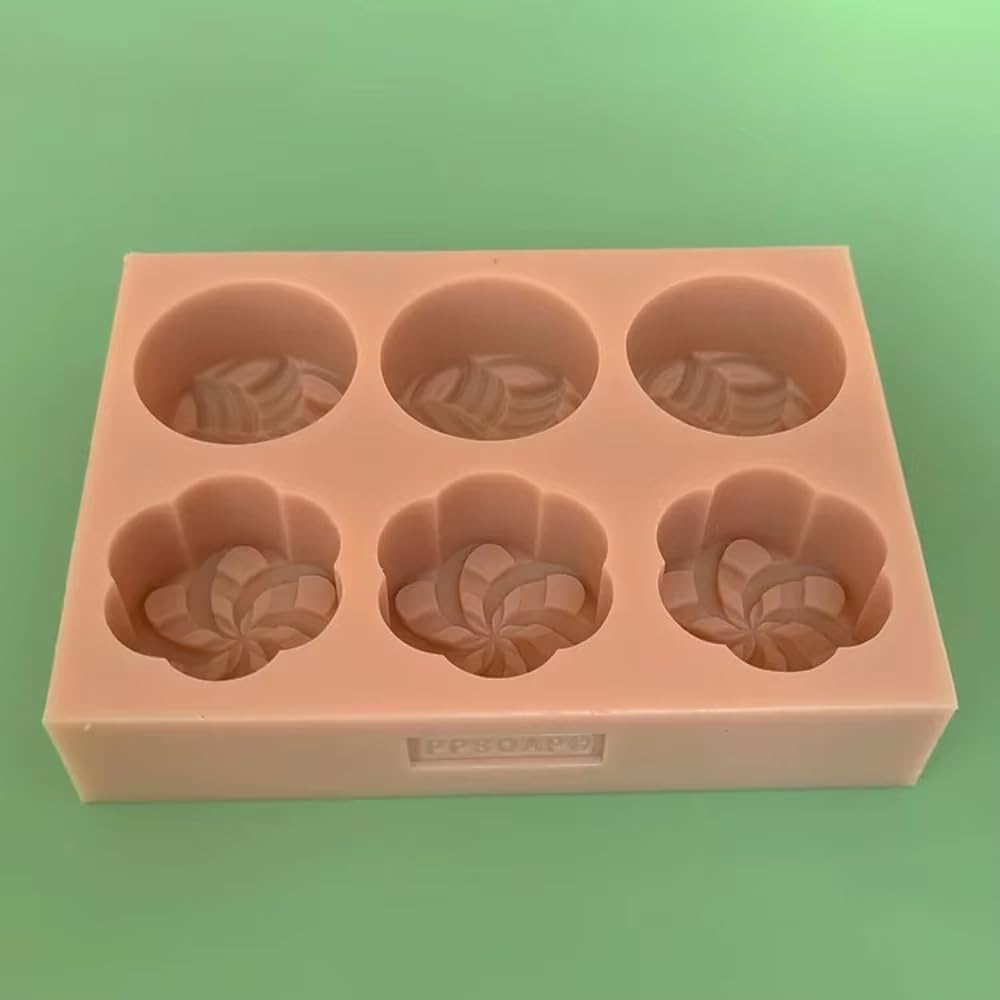 Stampo rotondo in silicone a 6 cavità per sapone, 60 g per cavità, silicone alimentare, strumento per la produzione di sapone fai da te
