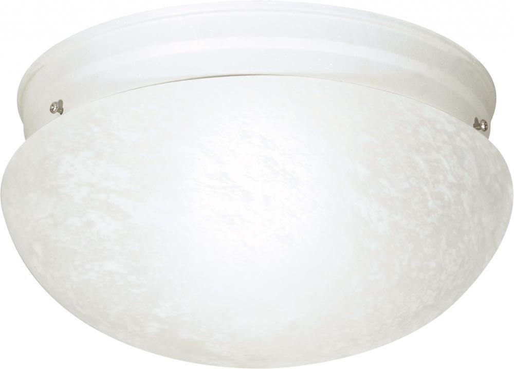 NUVO SF76/614 Two Light Flush Mount, White/Alabaster Glass