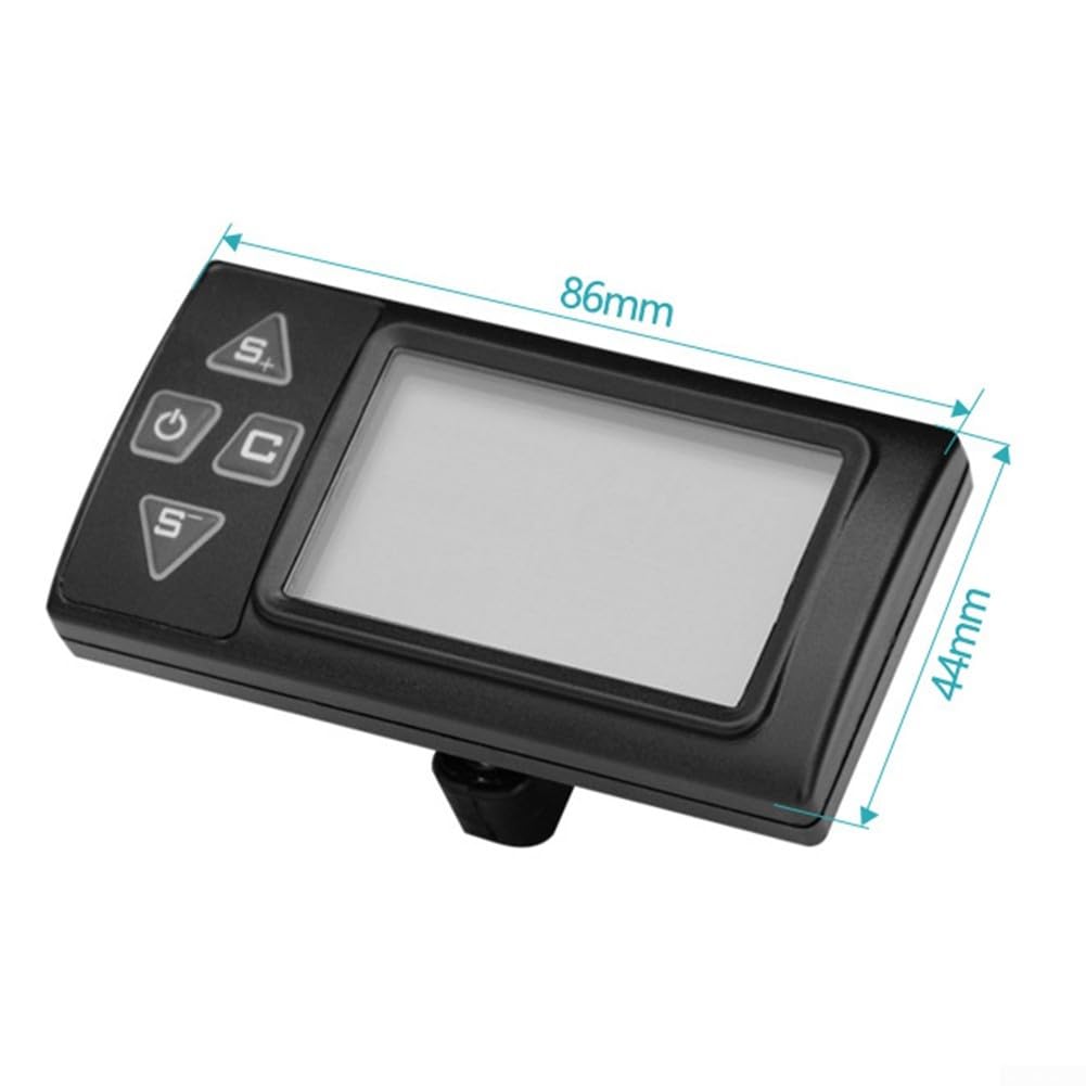 E-Bike LCD Display Screen 24V 36V 48V Bicycle Electronic Component With 5 Pin Cable Light Line Compatible For Handlebar Diameter 22.2mm IP65 Water Resistant ABS, Black