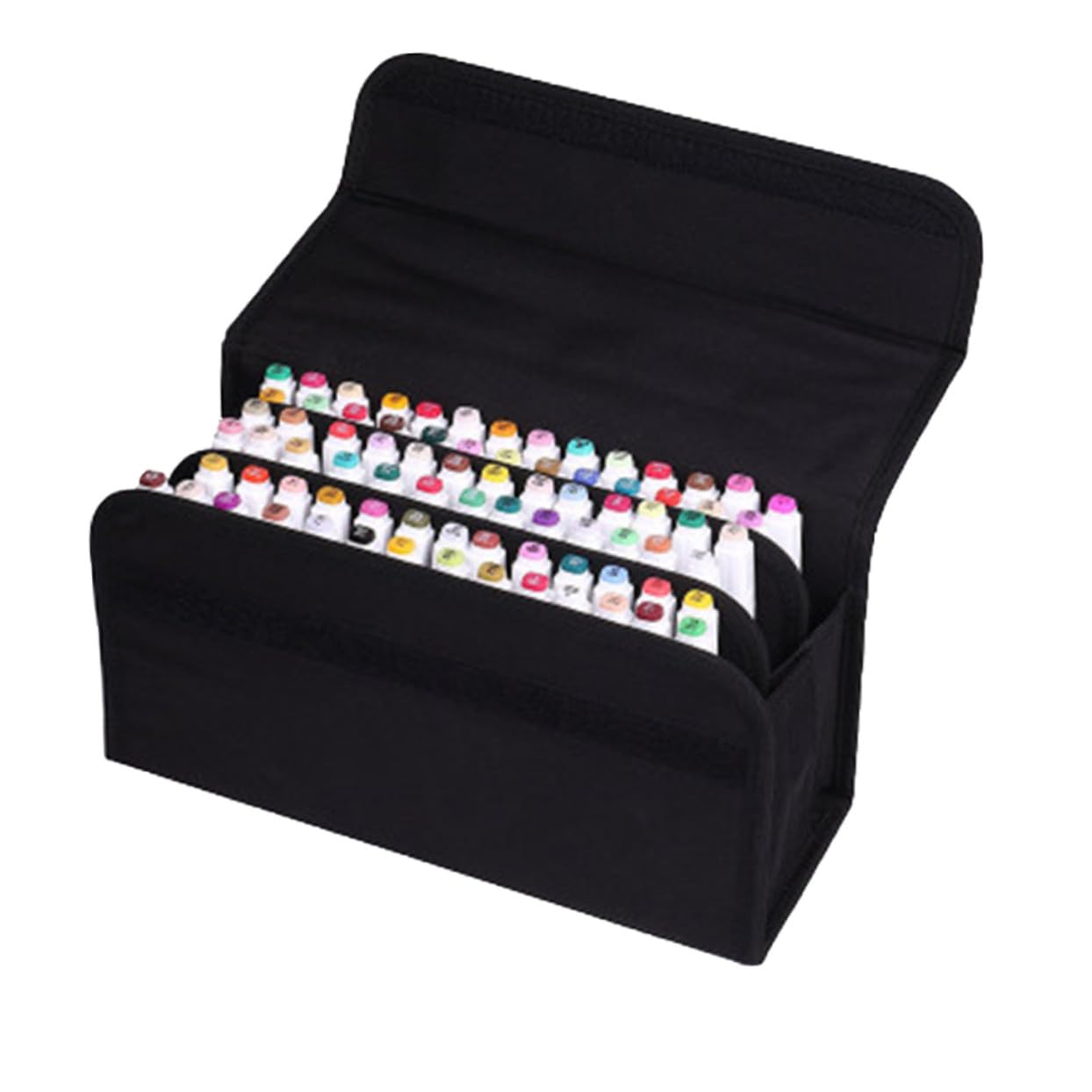 VILLCASE Borsa Porta Pennarelli con 80 Scomparti, Astuccio Nero | Tessuto, Portatile per Ufficio e Viaggio, Custodia Protettiva per Accessori da Scrivania