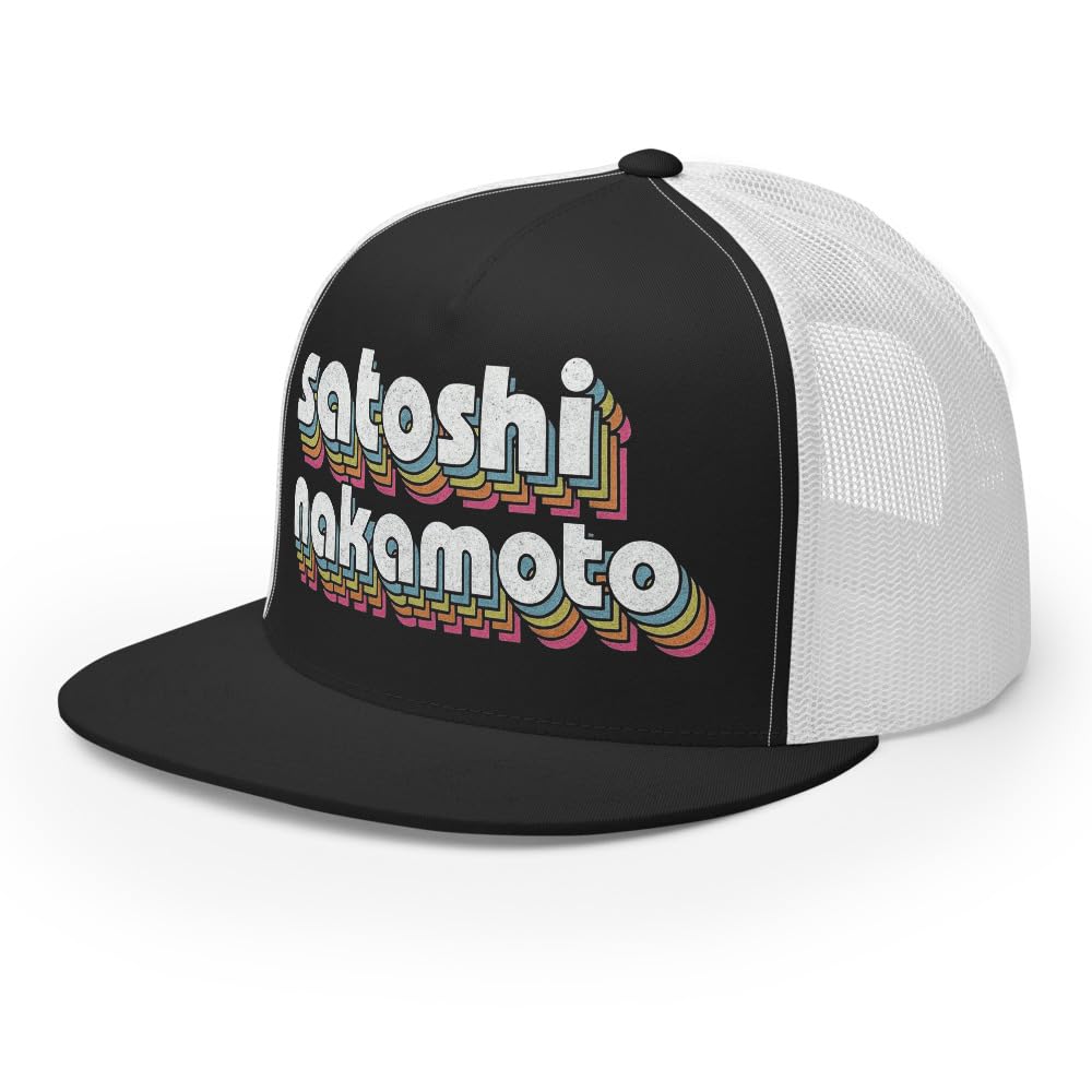 Czapka Satoshi Nakamoto - retro 70s Bitcoin Founder Design - Vintage Crypto Trucker Cap